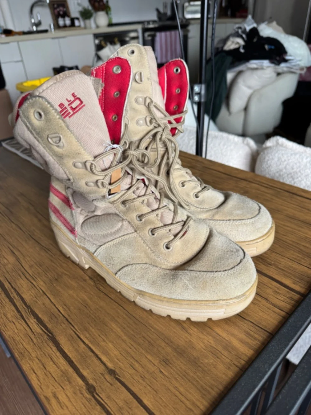 Military Combat Boots Suede Desert Sand Padded Detail